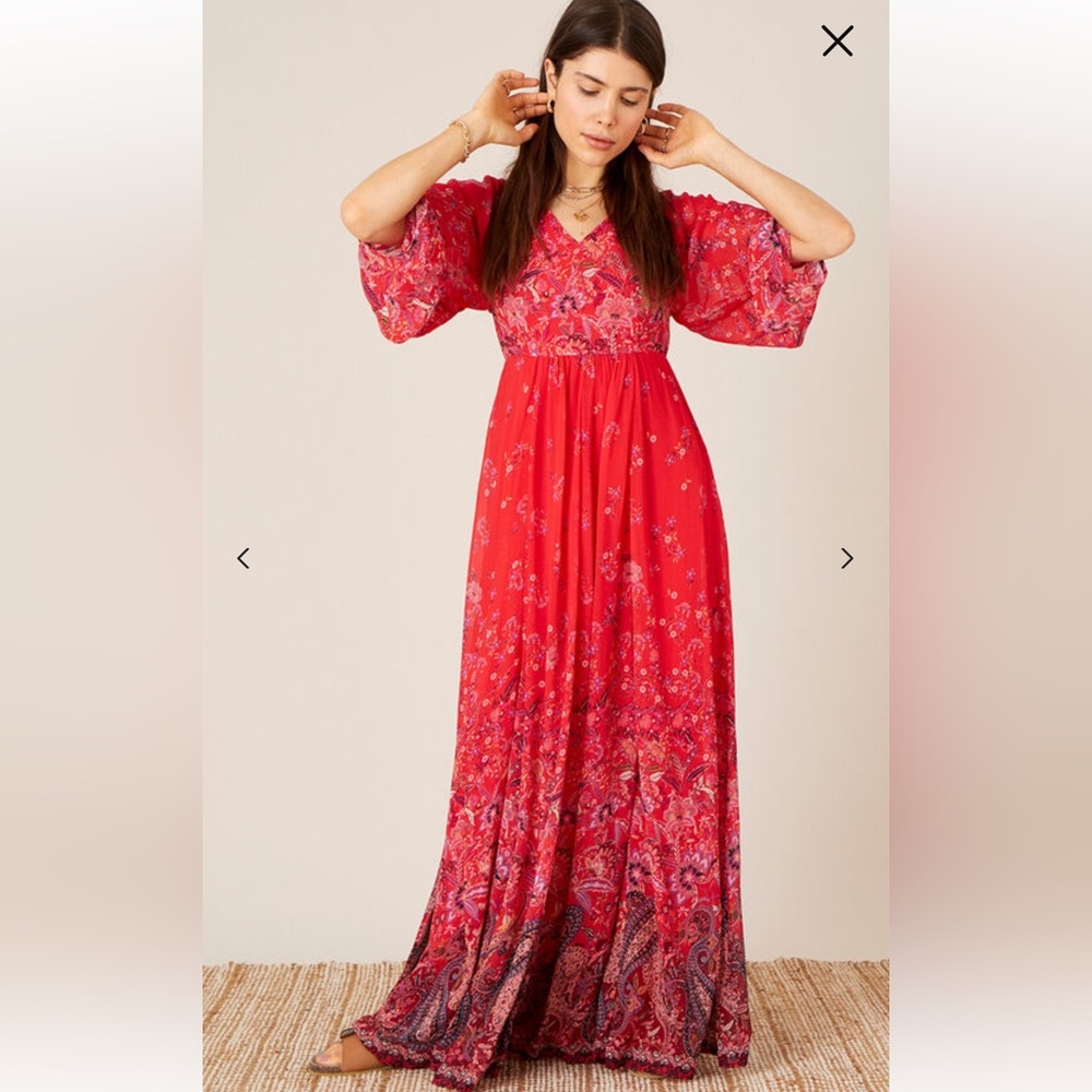 Monsoon Jasmine printed maxi dress red